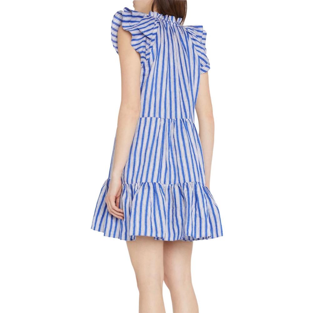 NEW VERONICA BEARD zee tiered mini dress in cobalt multi - Picture 2 of 2